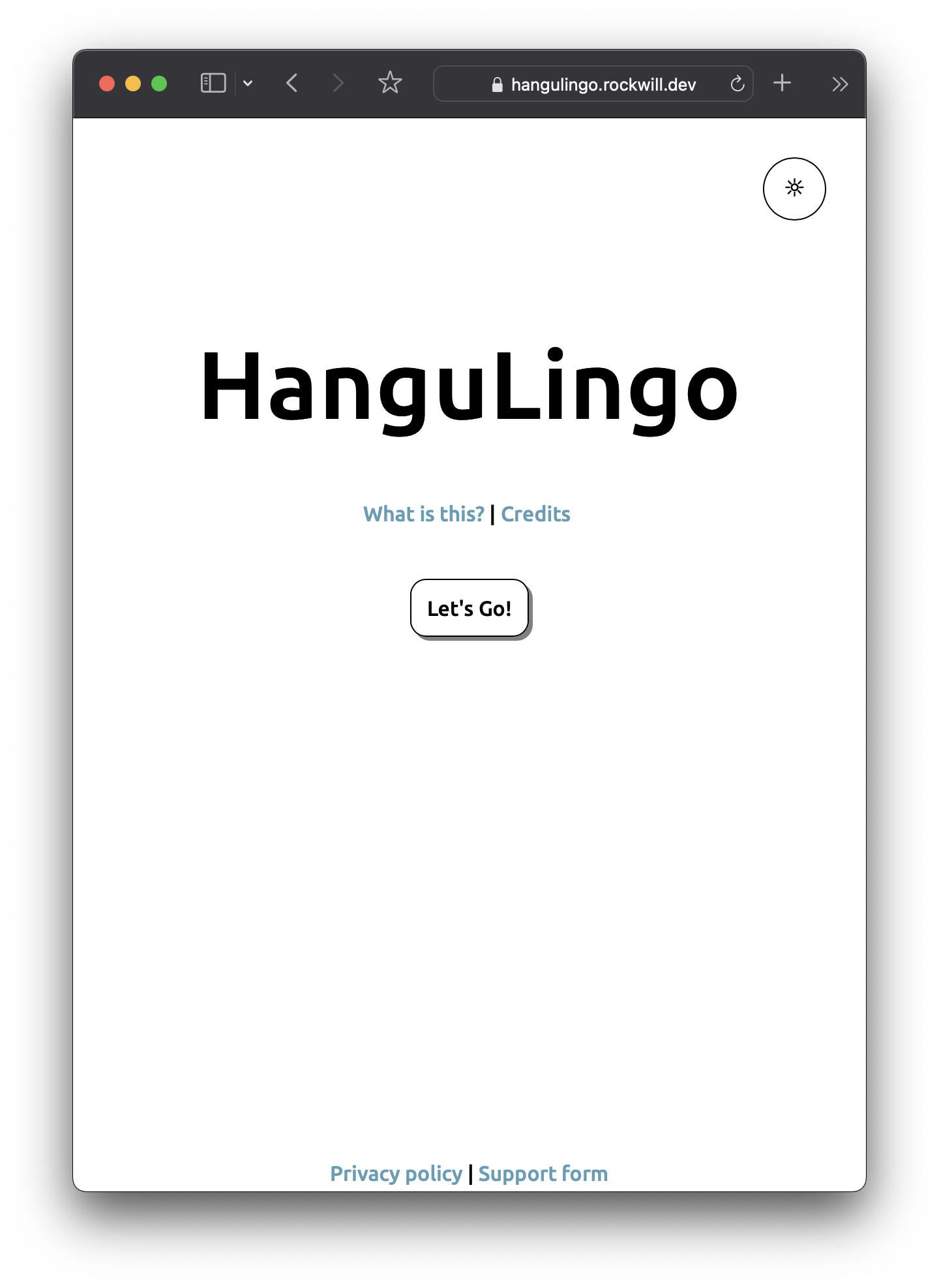 Screenshot of HanguLingo.